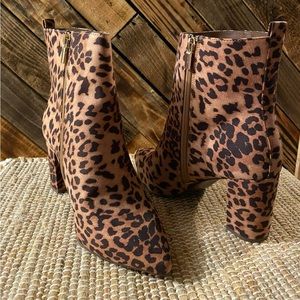 Leopard Print Block Heeled Bootie